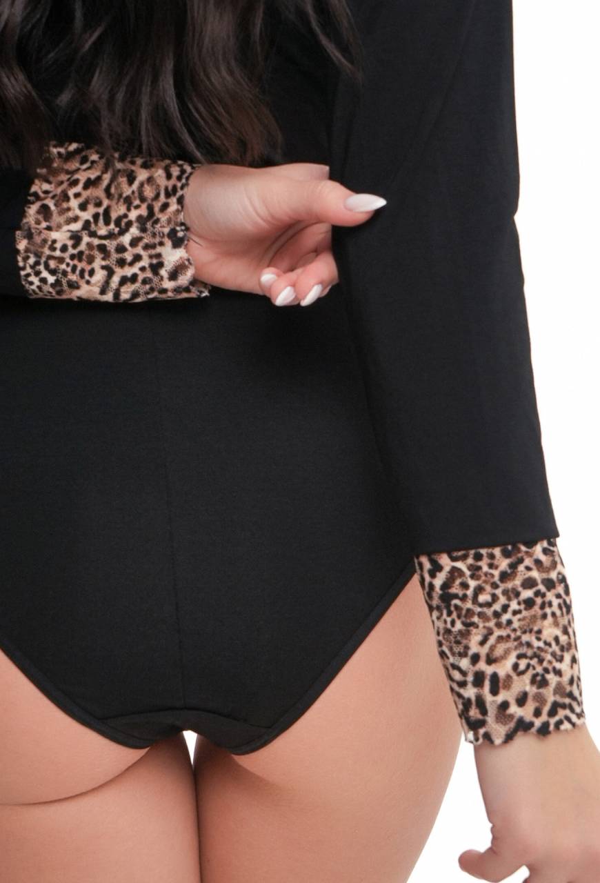 Body panterka – przód panterkowy, tył czarny, eleganckie i zmysłowe