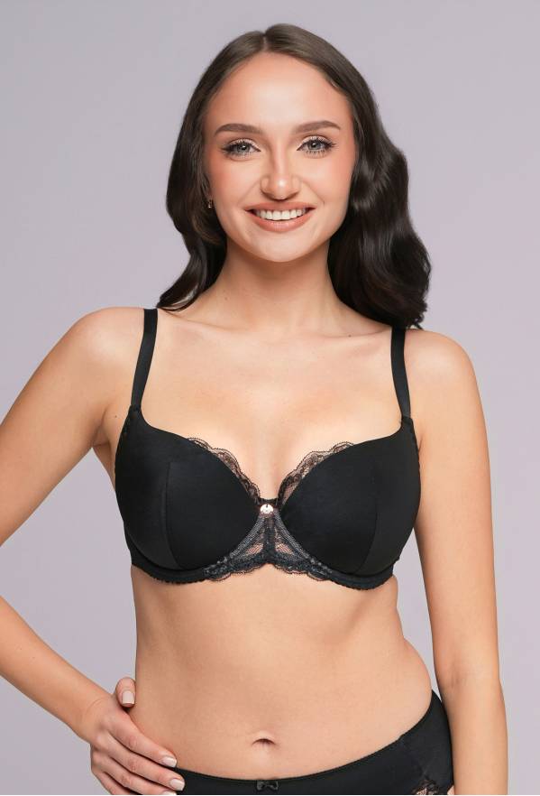 Biustonosz AV 2256 Black – elegancki biustonosz half cup z koronką