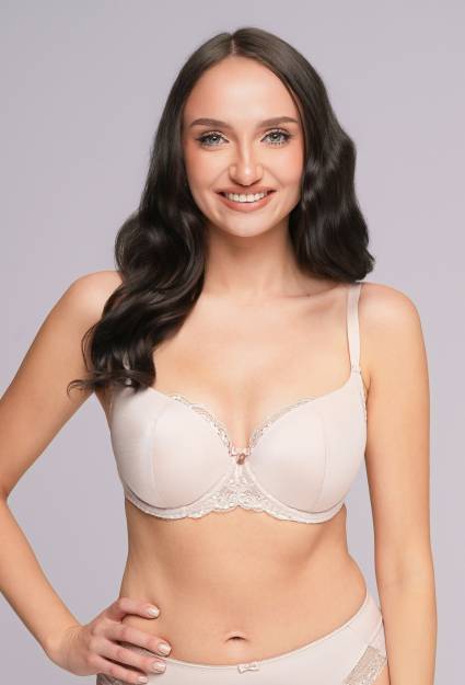 Biustonosz AV 2256 Beige – elegancki biustonosz half cup z koronką
