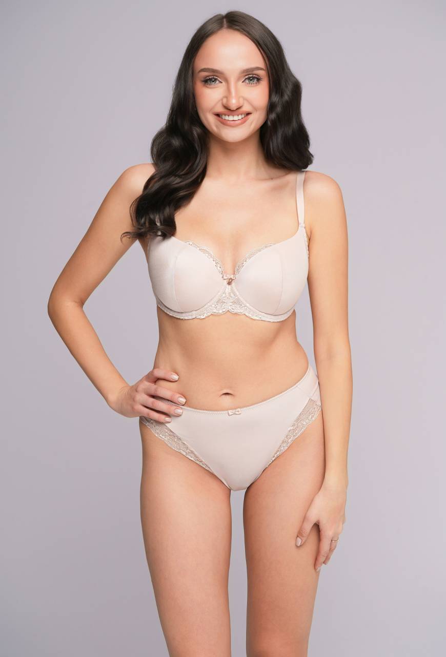 Podprsenka AV 2256 Beige – elegantní podprsenka s polovičními košíčky a krajkou
