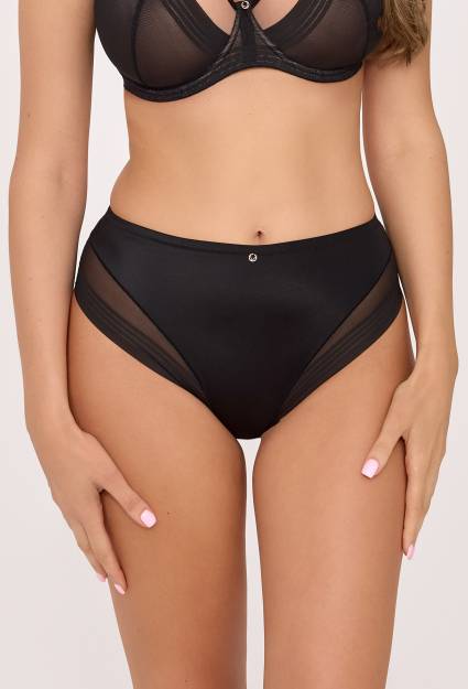 Figi AV 2231 Black – eleganckie, czarne, z transparentną siateczką