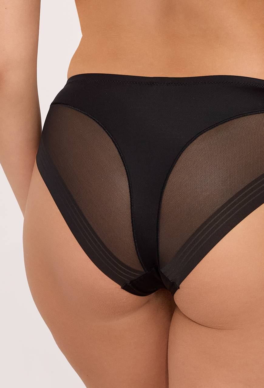 Figi AV 2231 Black – eleganckie, czarne, z transparentną siateczką