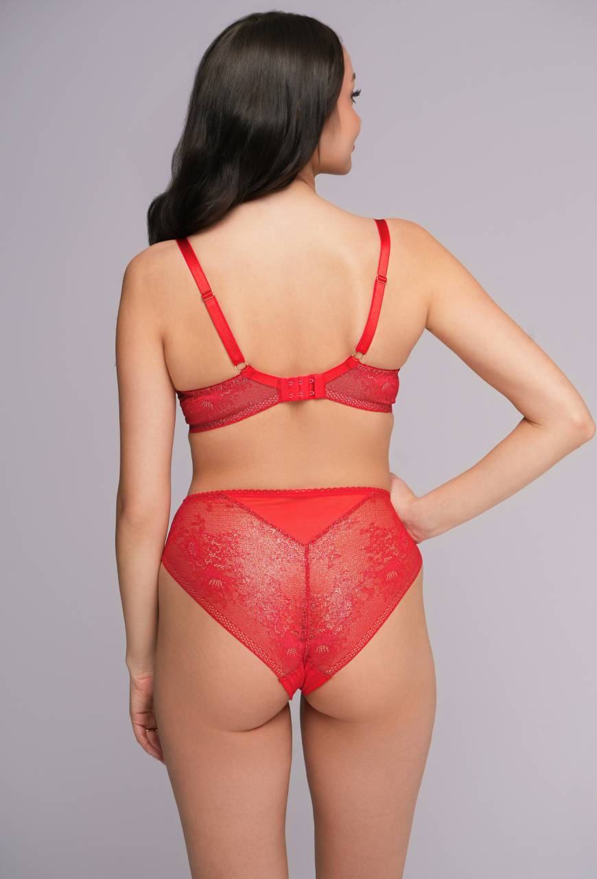 Biustonosz AV 2252 Soft - czerwony koronkowy na fiszbinach