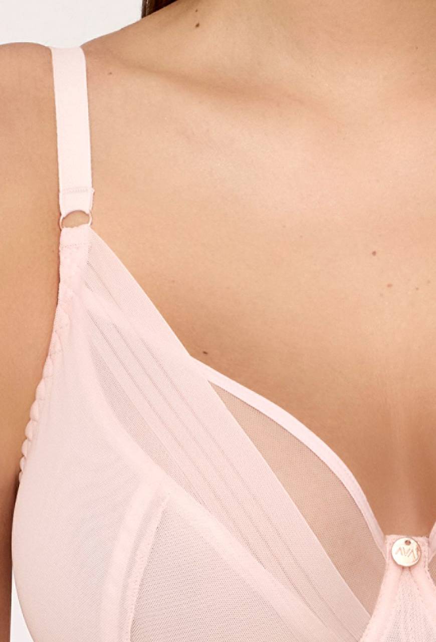 Biustonosz miękki AV 2231 Powdery – siateczka, fiszbiny, pudrowy róż