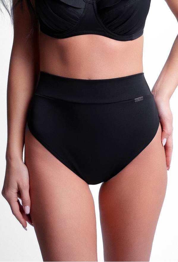 Plavky brazilského střihu s vysokým pasem SF13/20/B | Černé bikiny