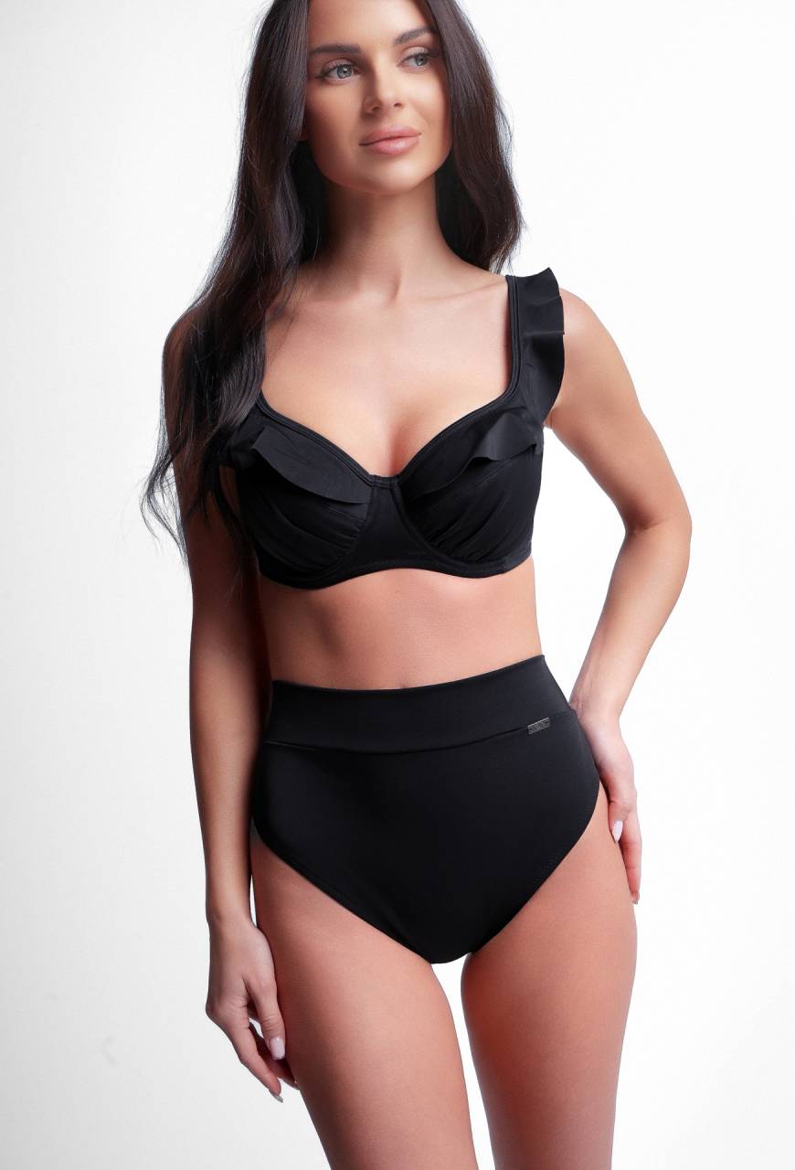 Brazyliany kąpielowe z wysokim stanem SF13/20/B | Czarne bikini