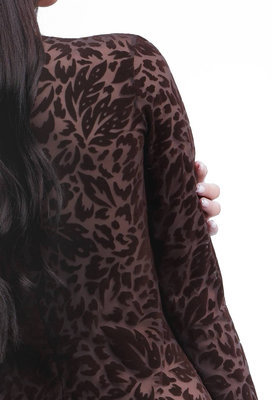 Eleganckie body damskie, welurowy wzór z dekoltem V | AVA Lingerie