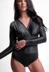 Eleganckie body damskie czarne z długim rękawem | AVA Lingerie