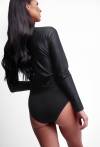 Eleganckie body damskie czarne z długim rękawem | AVA Lingerie
