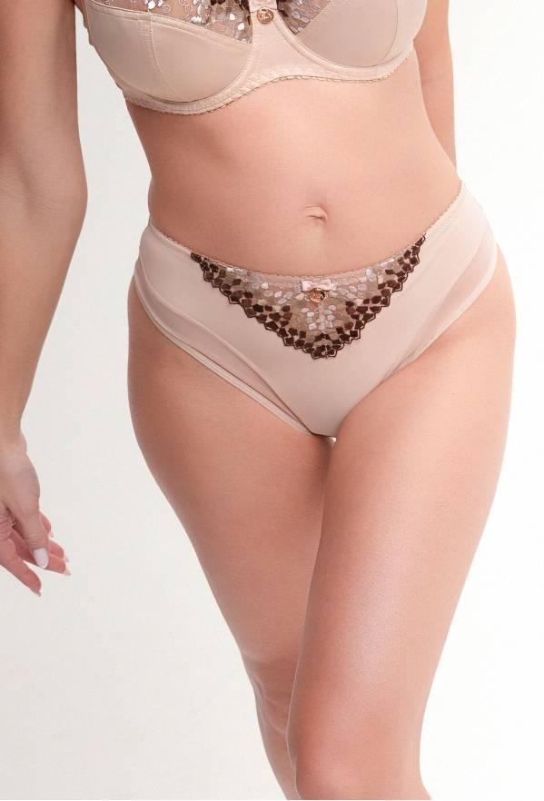 Brazyliany AV 2266/B Chocolate Brown – Beżowe Majtki z Haftem | AVA