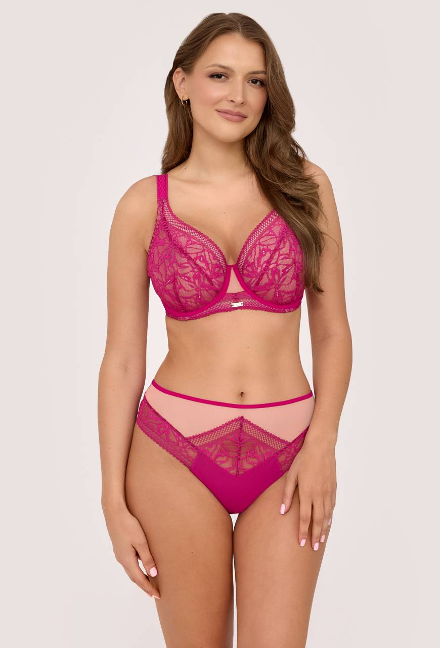 Zmysłowy biustonosz soft AV 2220 Fuchsia – elegancka koronka i tiul