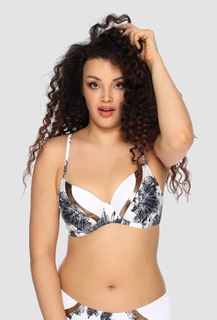 Biustonosz kąpielowy SK 147 miękki – kwiatowy, biały, bikini