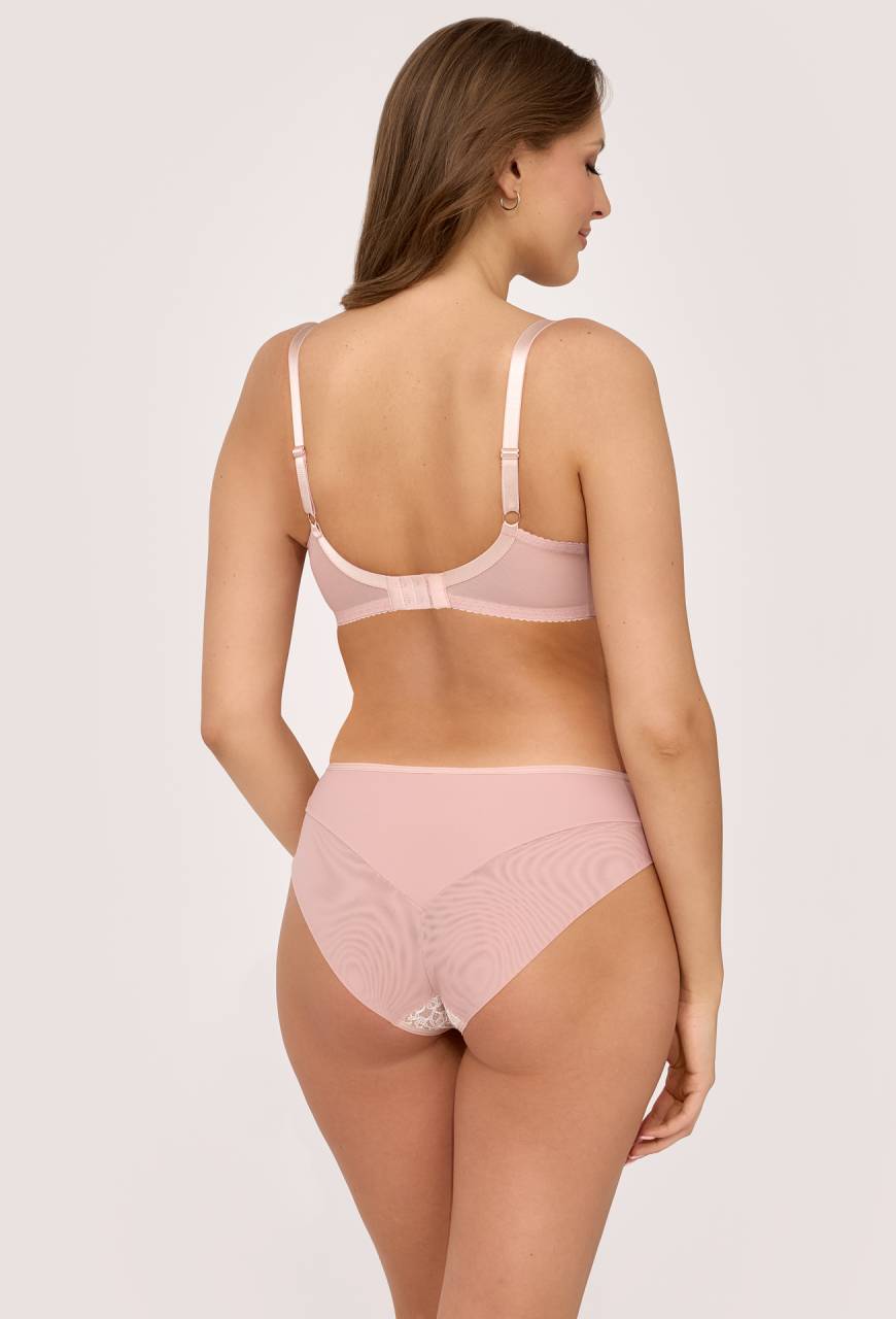 Biustonosz AV 2223 Semi Soft – elegancki, pudrowy, koronkowy