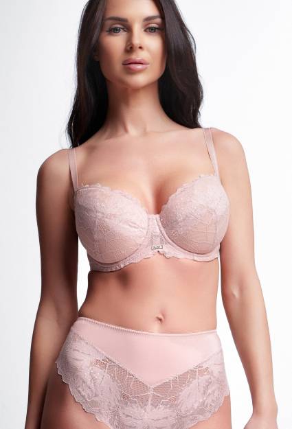Biustonosz AV 2304 Push Up Shimmer - różowy biustonosz z koronką