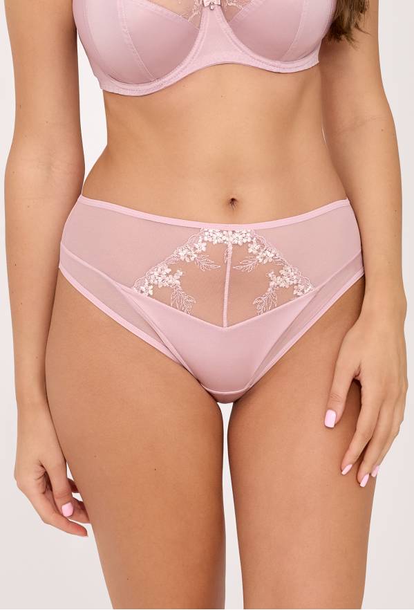 Figi AV 2216 | Pudroworóżowe figi z haftem AVA Lingerie