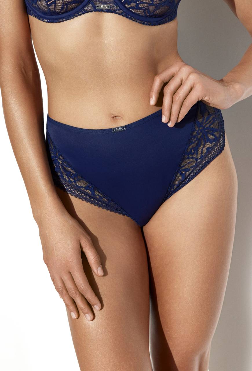 Figi AV 2283 Navy Blue – granat i kwiatowa koronka | AVA Lingerie